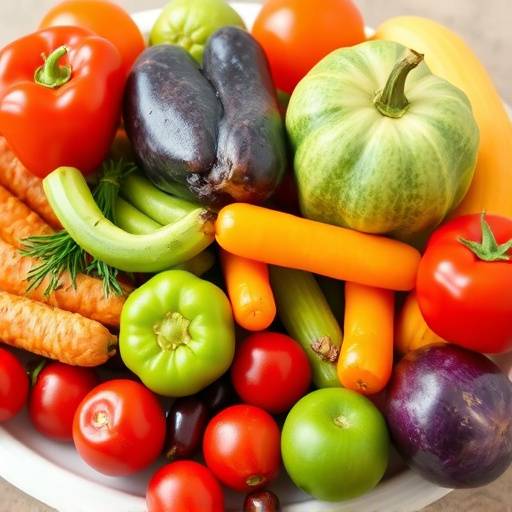 A vibrant plate of colorful fruits and vegetables representing healthy eating.