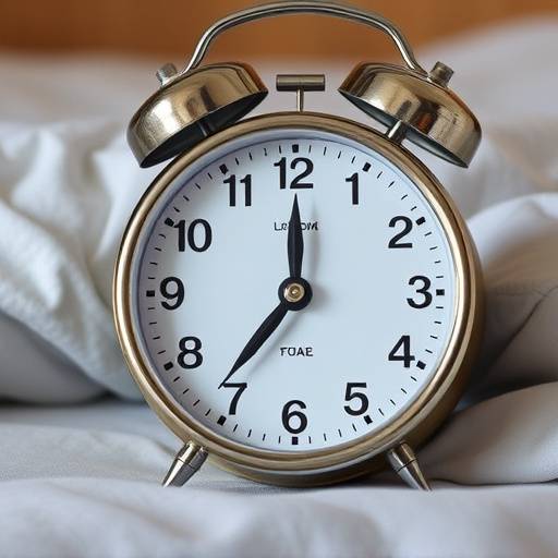 An alarm clock set for a specific time, symbolizing a regular sleep schedule