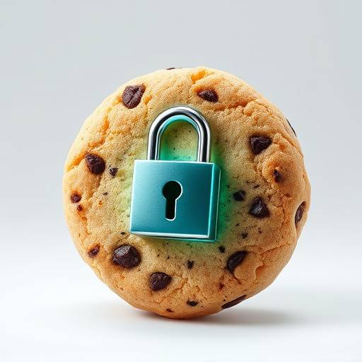 Illustration of a cookie with a lock, representing cookie security and privacy